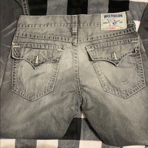 True Religion 34 Straight Black Washed Jeans